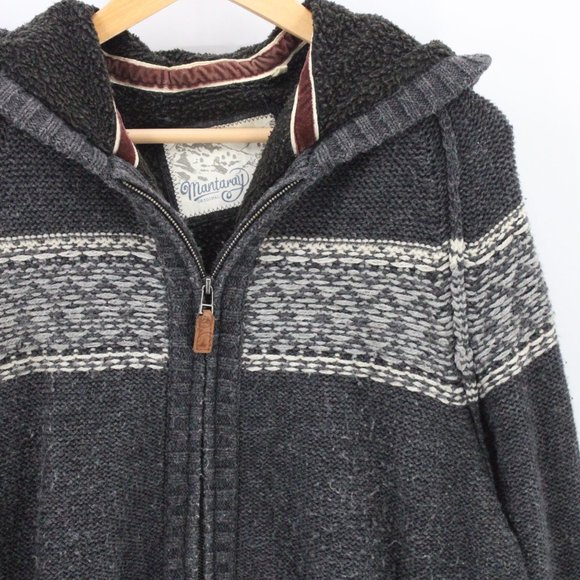 Mantaray Jacket Mens Gray Knit Heavyweight Full Zip Hooded Cotton Blend Medium M - Picture 2 of 9